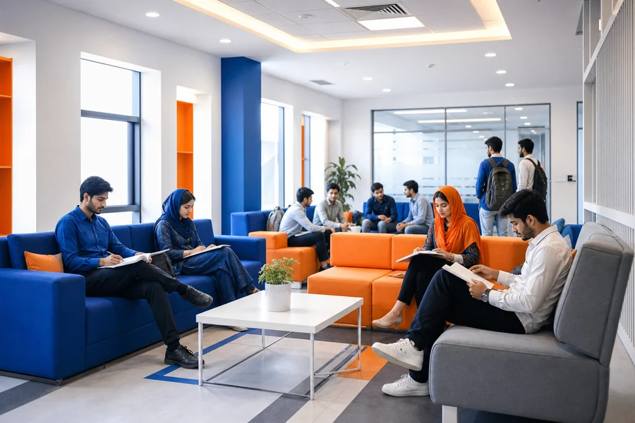 Comfortable student waiting and study area